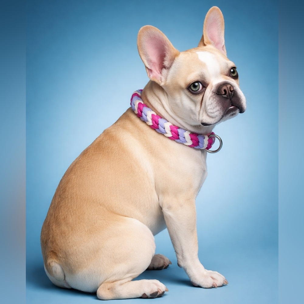 Vibrant Pink, Purple and White Dog Collar 15”